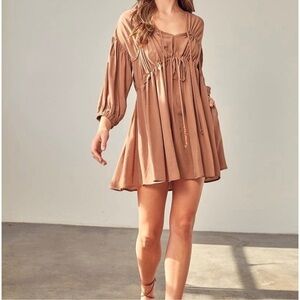 Mustard seed Flowy, Boho long sleeved dress